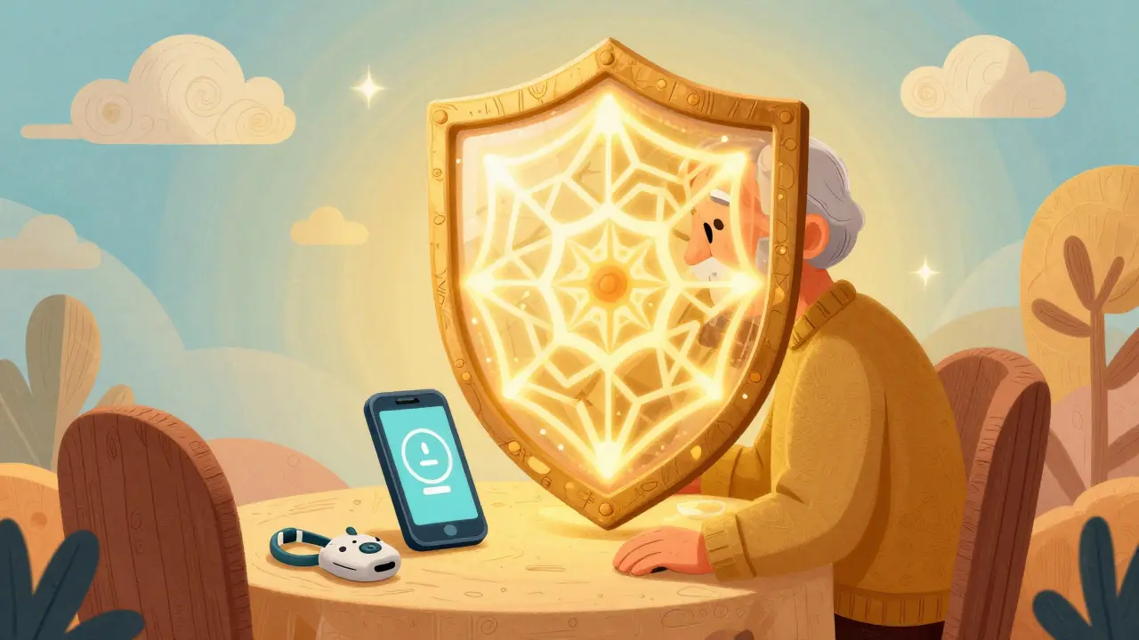 Protective shield around a person using diabetes management tools
